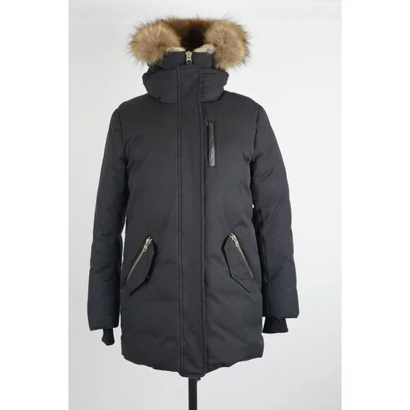 Mackage Marla Leather-Trim Down Coat in Black SZ Small Petite